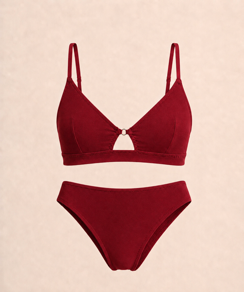 Бавовняний комплект білизни Burgundy із трусиками бікіні bavovnianyi-komplekt-bilyzny-burgundy-iz-trusykamy-bikini фото